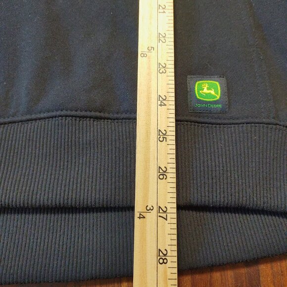 John Deere Black Hoodie Pullover Unisex Small Green Yellow Logo Front Pockets - Picture 7 of 9